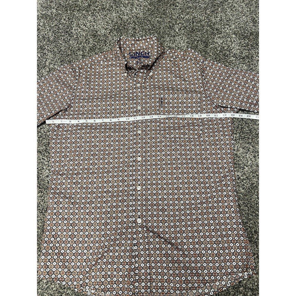 Cinch Modern Fit Men's M Multicolor Cotton Geometric Long Sleeve Button-Up Shirt - Picture 6 of 8